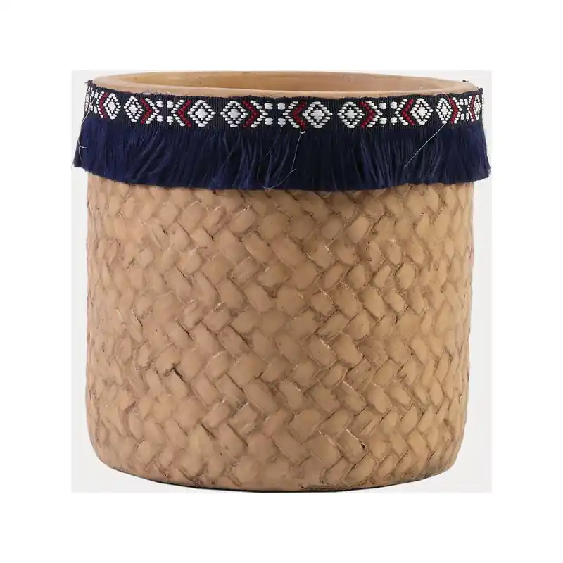 Haute Qualité /Cache pot tao d10.5 h10.5 ciment brun bleu