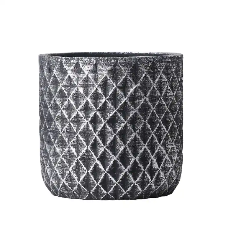 /cache-pot asako d15 h15cm ciment argent Réduction