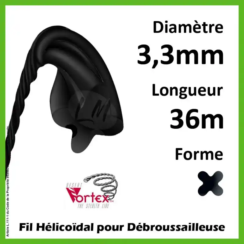 Solde Fil Hélicoïdal Vortex Noir 3,3mm x 36m