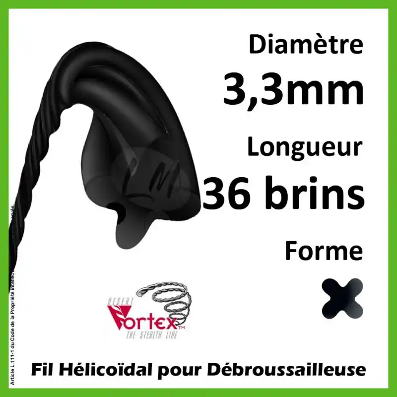 Fil Hélicoïdal Vortex Noir 3,3mm x 45cm – 36 brins Meilleur Choix