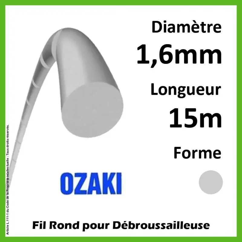 Fil Rond Strié Ozaki Energy Line Gris 1,6mm x 15m Haute Qualité