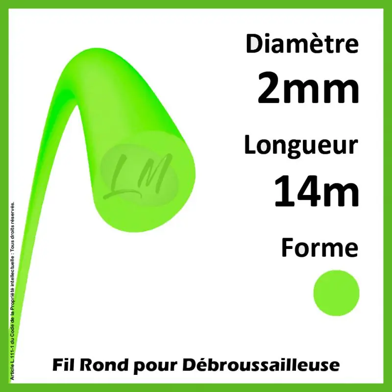 Commander Maintenant Fil Rond 1er Prix Vert 2mm x 14m