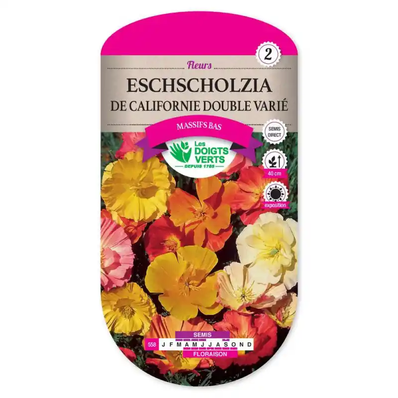 Nouveauté Eschscholtzia californie double – graines 1g – les doigts verts