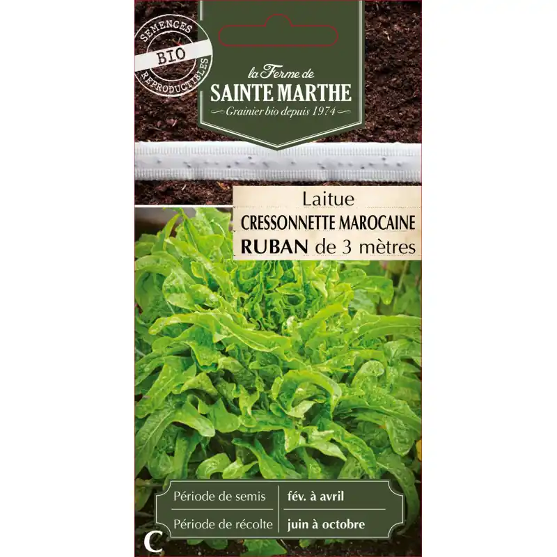 Ruban laitue cressonette maro bio sainte marth – semences gourmandes écologiques – graines à semer Certifié