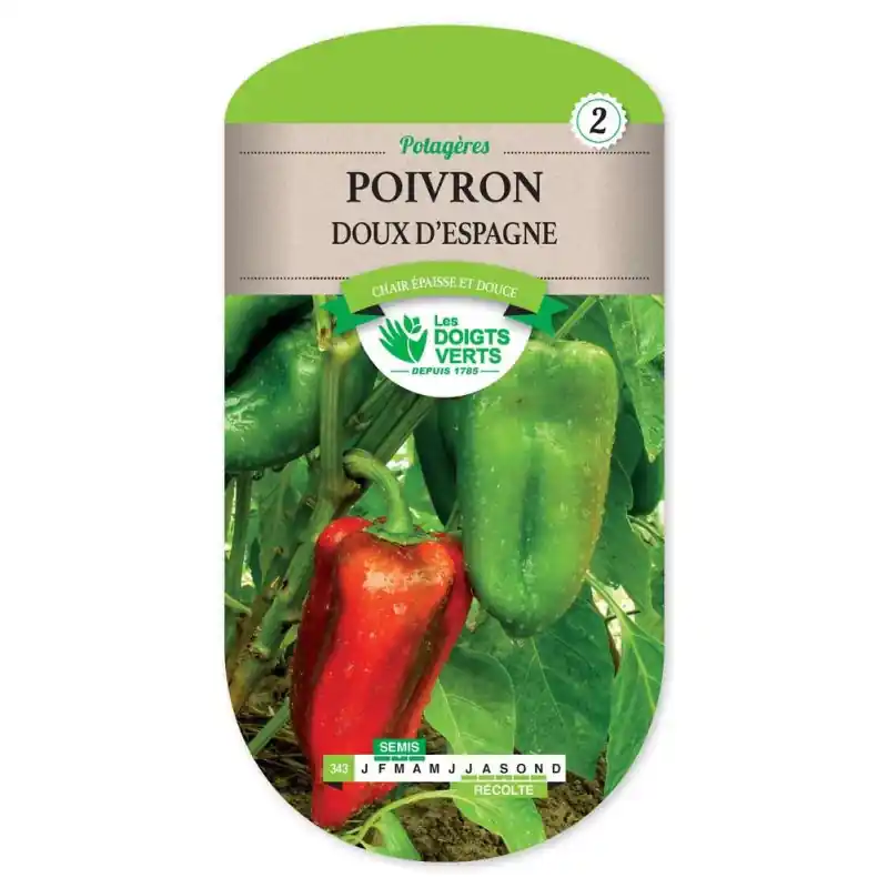 Poivron doux d espagne – sachet de graines 2,5g – les doigts verts Commander Maintenant