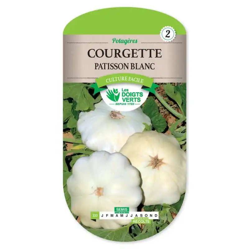 Top Vente Courgette patisson blanc – sachet de graines 5g – les doigts verts
