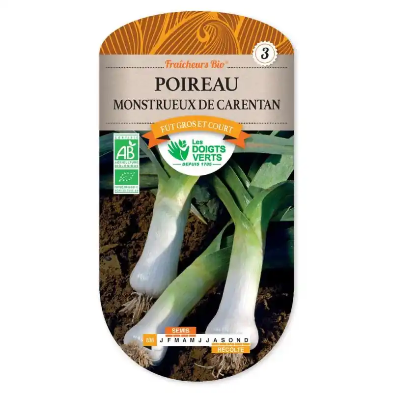 Paiement Sécurisé Poireau de carentan 2 bio – sachet de graines 3g – les doigts verts
