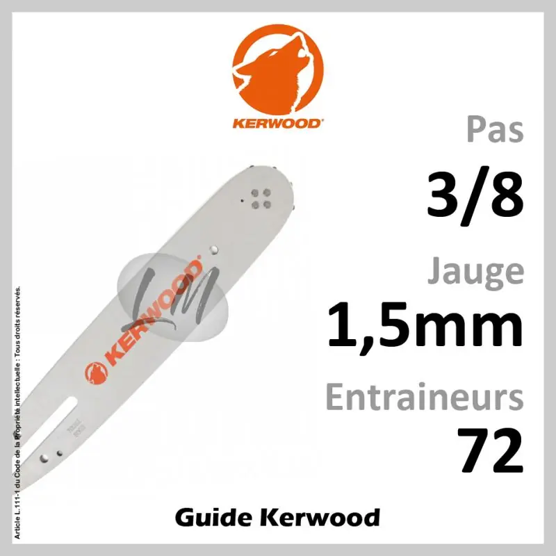 Usine Directe Guide Kerwood 50 – Pas 3/8 – Jauge 1.5mm – 72 Ent