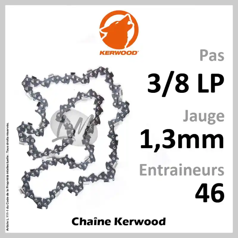 Acheter Direct Chaîne KERWOOD 46 Entraineurs, Pas 3/8 LP – Jauge 1,3mm