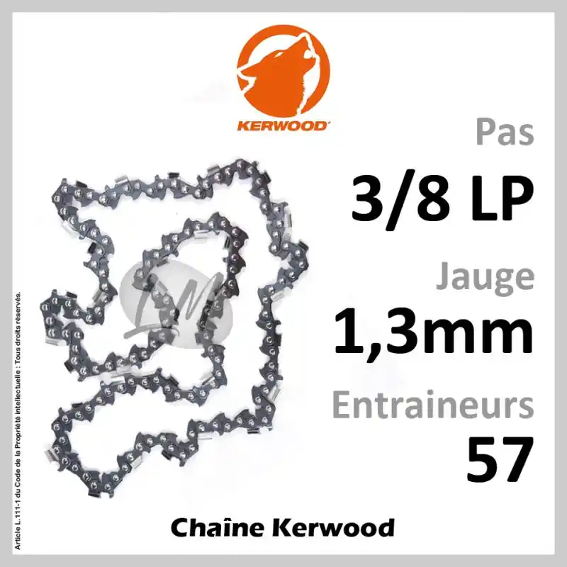 Chaîne KERWOOD 57 Entraineurs, Pas 3/8 LP – Jauge 1,3mm Acheter En Ligne