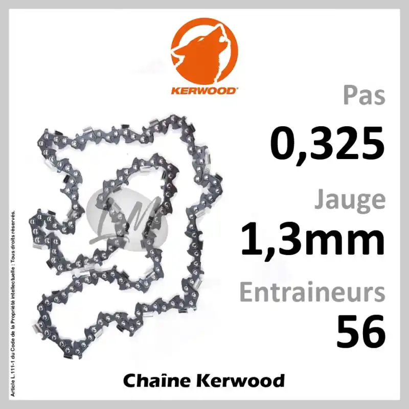 Chaîne KERWOOD 56 Entraineurs, Pas 0,325 – Jauge 1,3mm Prix Bas