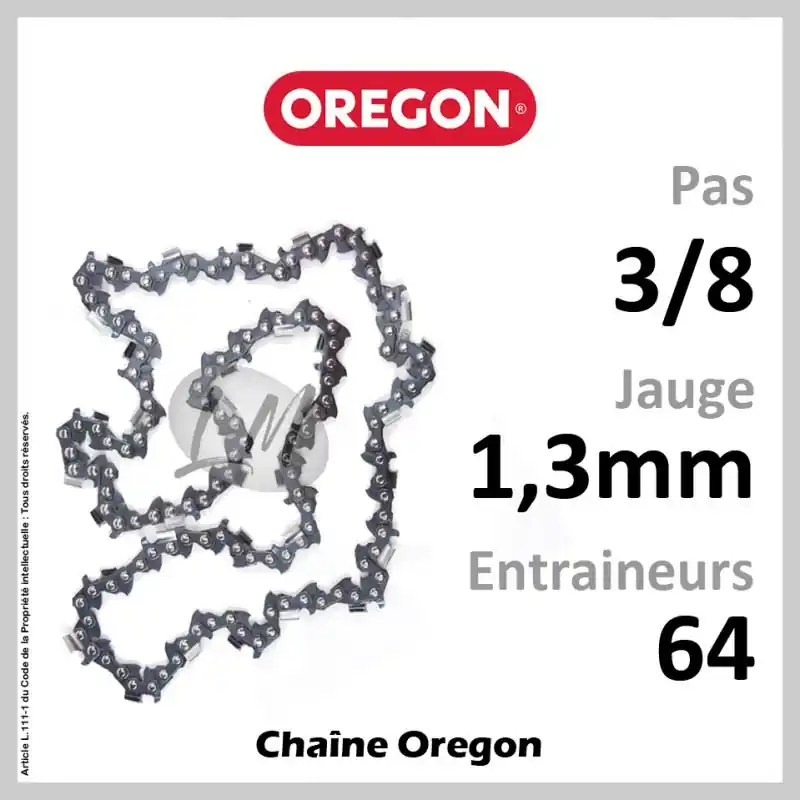 Achetez Aujourd&rsquo;hui Chaîne Oregon 64 Entraineurs Super 70, Pas 3/8 – Jauge 1,3mm. 72LPX064E