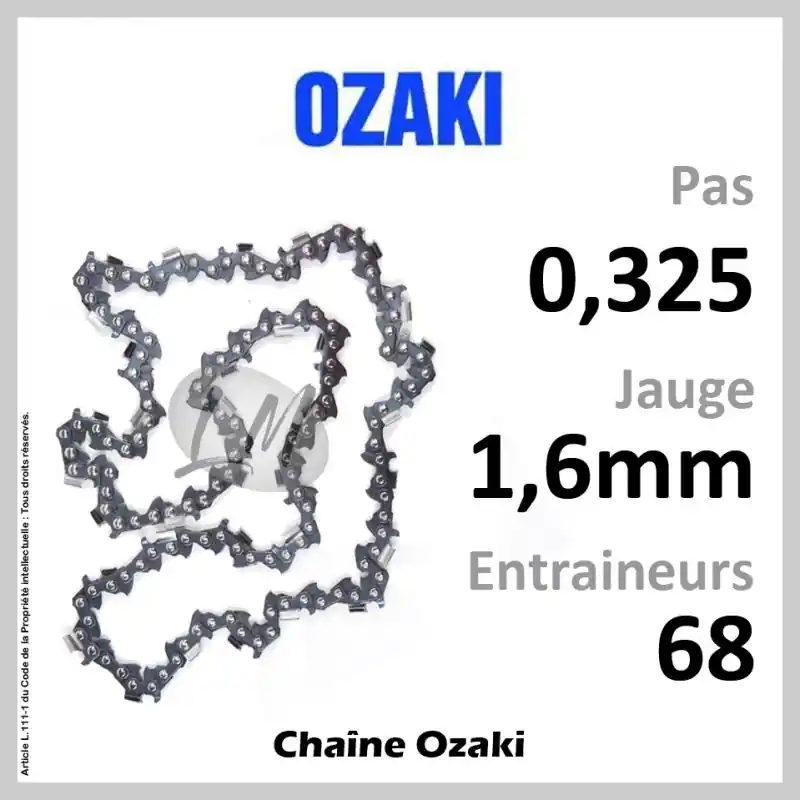 Chaîne OZAKI 68 Entraineurs, Pas 0,325 – Jauge 1,6mm Réduction