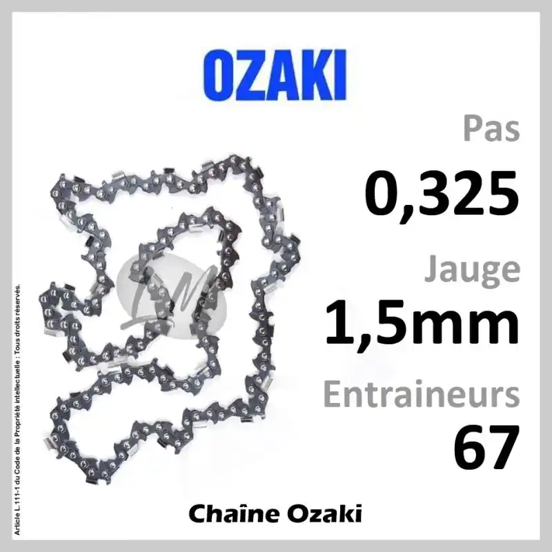 Chaîne OZAKI 67 Entraineurs, Pas 0,325 – Jauge 1,5mm Haute Qualité