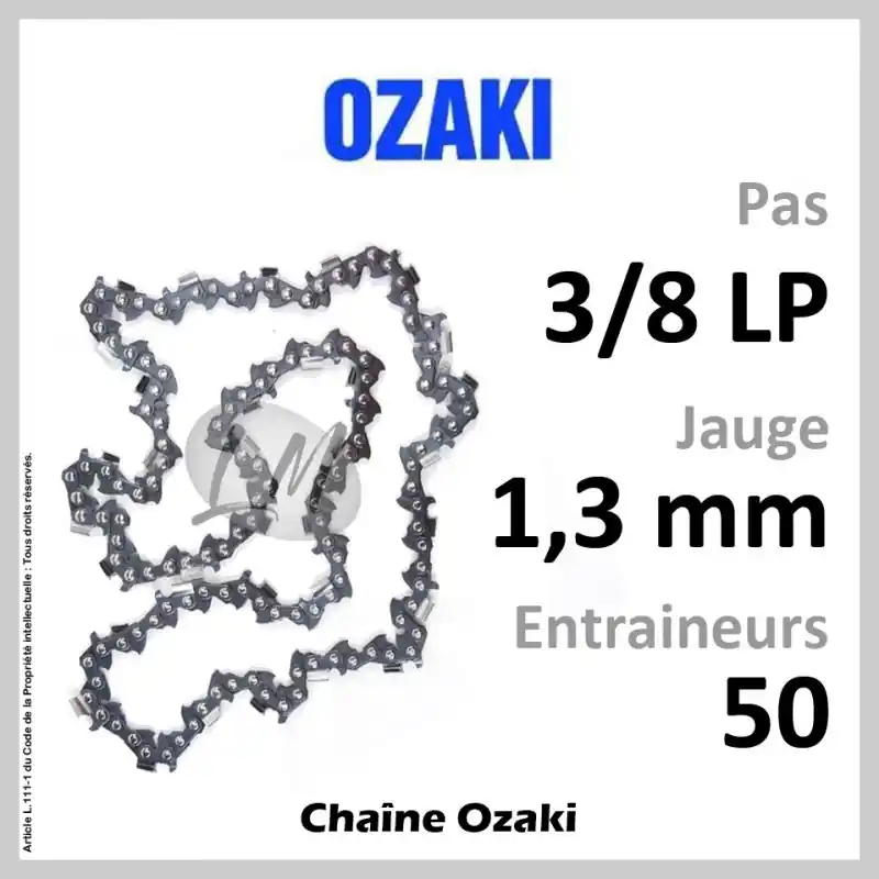 Chaîne OZAKI 50 Entraineurs, Pas 3/8 LP – Jauge 1,3 mm Usine Directe