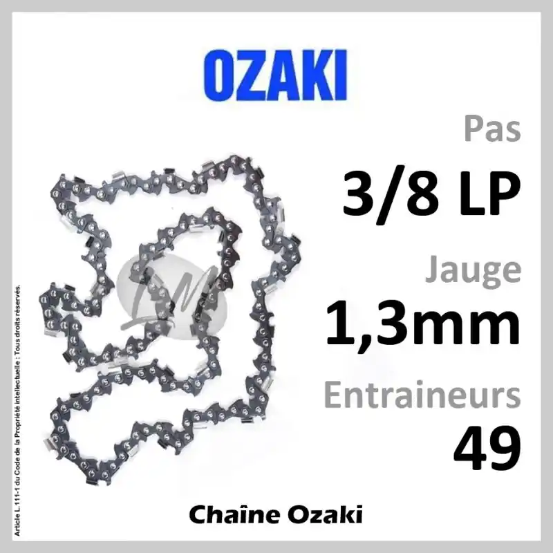Top Vente Chaîne OZAKI 49 Entraineurs, Pas 3/8 LP – Jauge 1,3mm