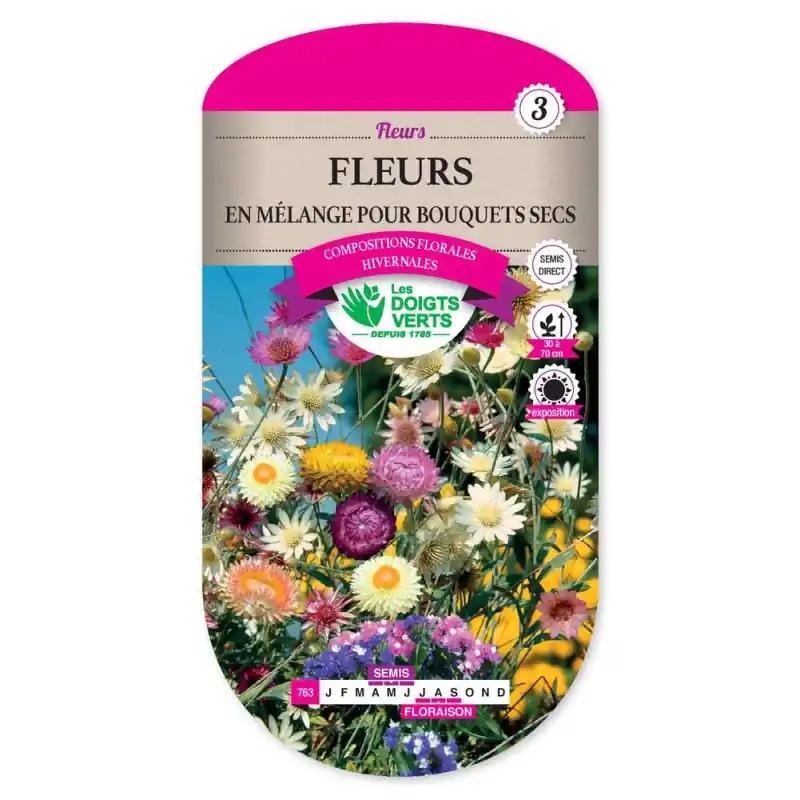 Quantité Limitée Fleurs en mel. pour bouquet secs – graines 2g – les doigts verts
