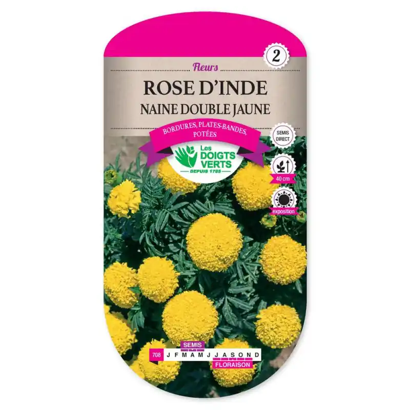 Commander Vite Rose d‘inde naine double jaune – graines 1g – les doigts verts