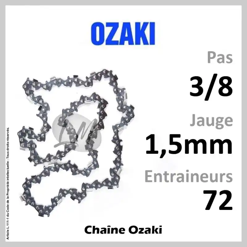Chaîne OZAKI 72 Entraineurs, Pas 3/8 – Jauge 1,5mm Super Prix