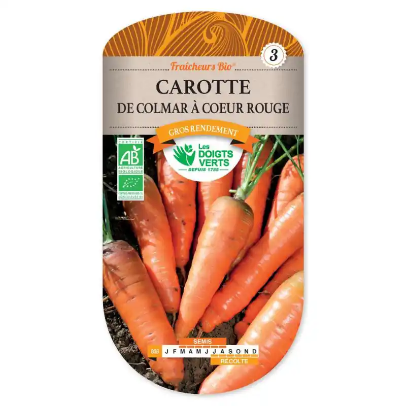 Carotte colmar bio – sachet de graines 6g – les doigts verts Livraison Express