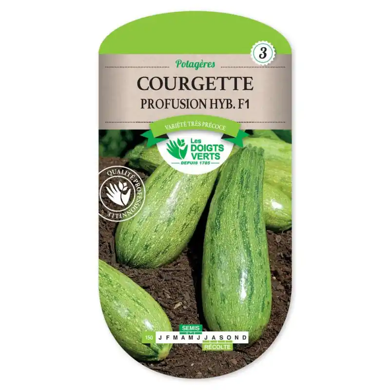 Courgette profusion hybride f1 – graines 4g – les doigts verts Petit Prix