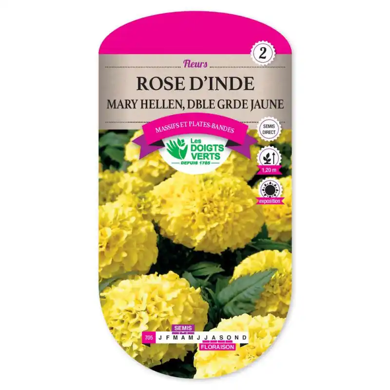 Dernier Modèle Rose d‘inde dble jaune mary hellen – graines 1g – les doigts verts