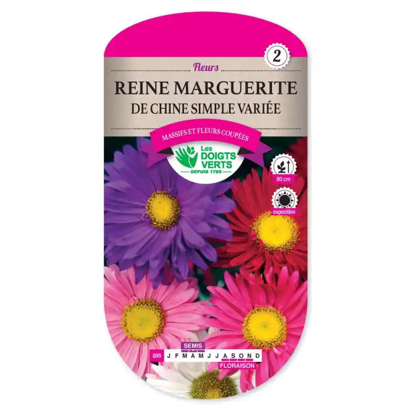 Reine marg. chine simple variee – graines 1,5g – les doigts verts Prix Promo