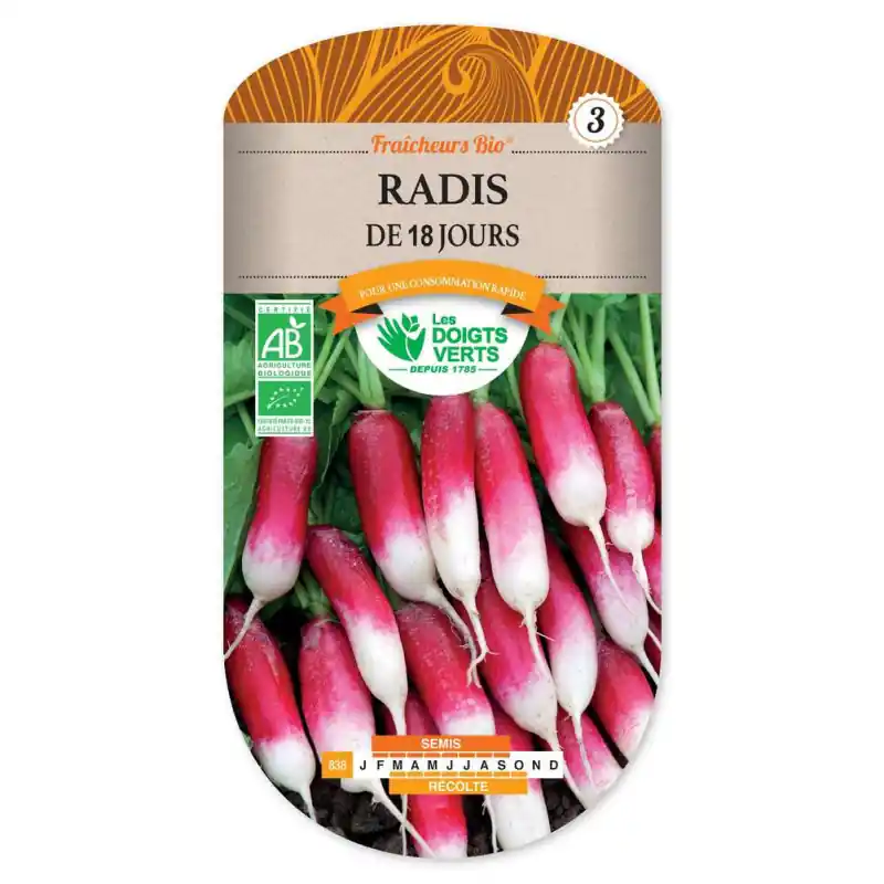 Commande En Gros Radis de 18 jours bio – sachet de graines 8g – les doigts verts
