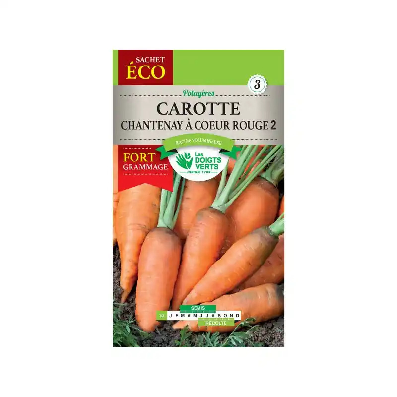 Prix Promo Carotte chantenay a coeur rge 2 - graines 20g - les doigts verts