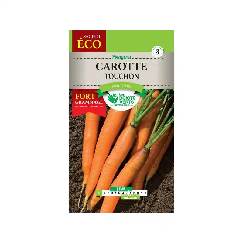 Solde Carotte touchon – sachet de graines 20g – les doigts verts