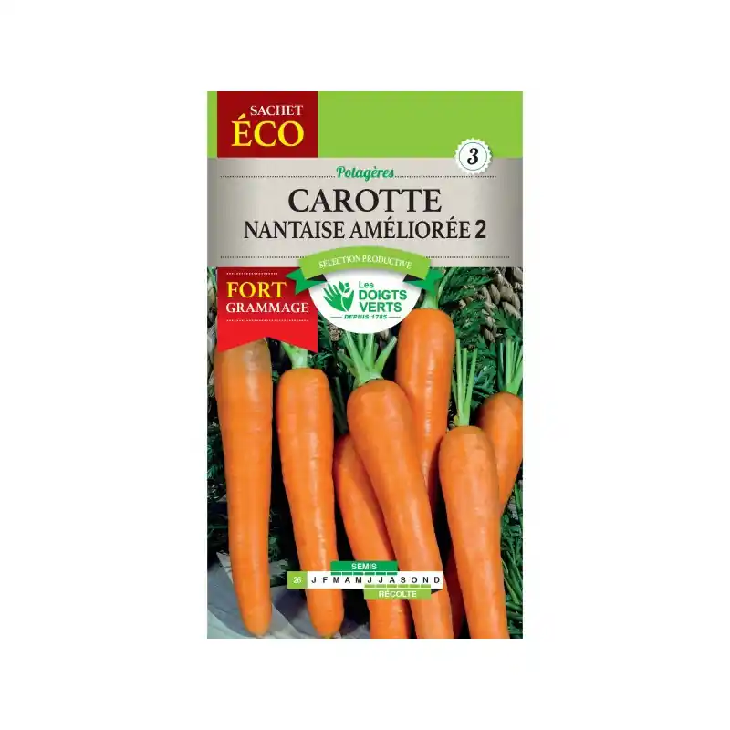 Carotte nantaise amelioree 2 – graines 20g – les doigts verts Prix Réduit