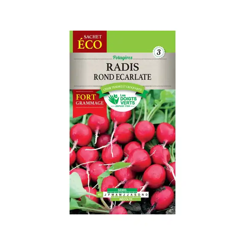 Dernier Modèle Radis rond ecarlate – sachet de graines 35g – les doigts verts