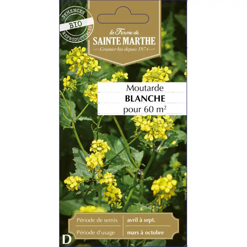 Moutarde blanche bio de la ferme sainte marthe, saveur authentique et naturelle - graines à semer Expédié Aujourd'hui