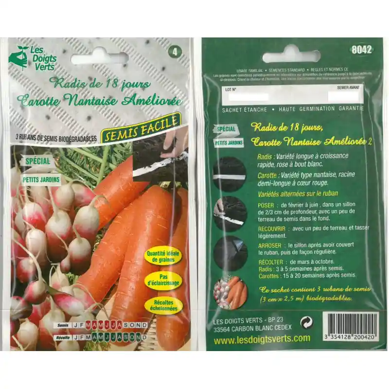 Commander Vite Radis 18 jours/carotte nantaise – graines rubang – les doigts verts