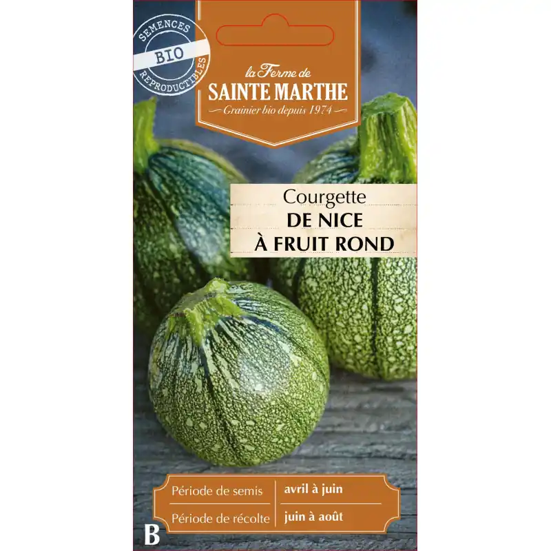 Courgette de nice bio à fruit rond – sainte marth, saveur authentique et qualité supérieure – graines à semer Satisfait Ou Remboursé