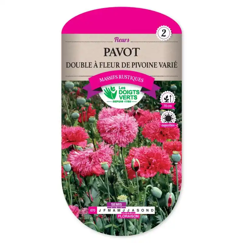 Pavot dble fleur pivoine varie – graines 3g – les doigts verts Réduction