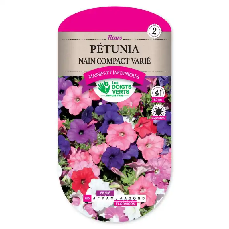 Petunia nain compact varie – graines 0,6g – les doigts verts Jusqu&rsquo;à Épuisement Des Stocks