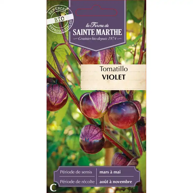 Tomatillo violet bio de la ferme sainte marthe pour recettes savoureuses - graines à semer Satisfait Ou Remboursé