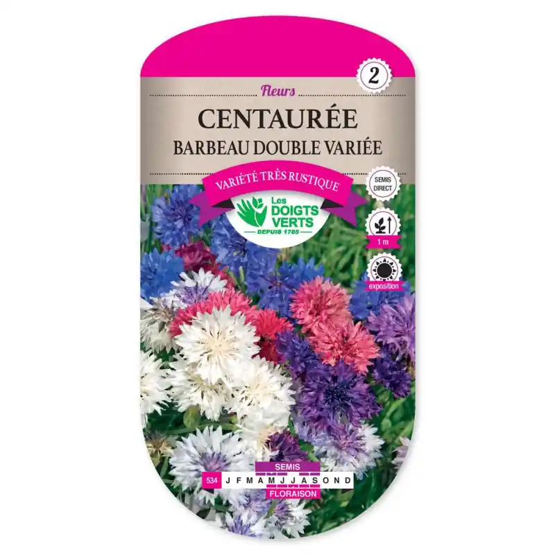 Nouvelle Collection Centauree barbeau double variee – graines 2g – les doigts verts