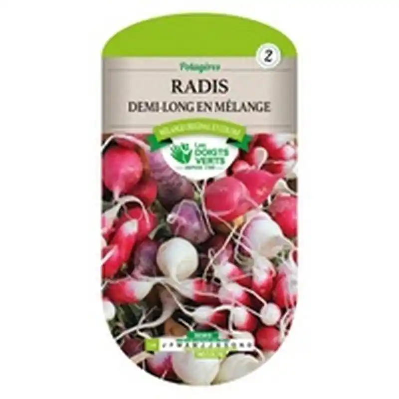 Radis 1/2 long en mélange – sachet de graines 8g – les doigts verts Expédition Rapide