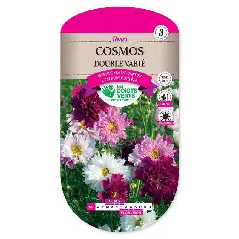 Cosmos double varié – sachet de graines 1g – les doigts verts Prix Promo
