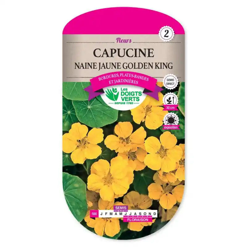 Dernier Modèle Capucine naine jaune golden king – graines 5g – les doigts verts