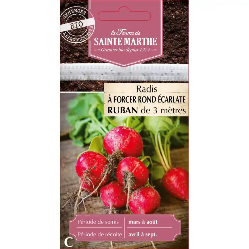 Prix Bas Ruban radis rond écarlate bio sainte marth – légume frais et savoureux – graines à semer