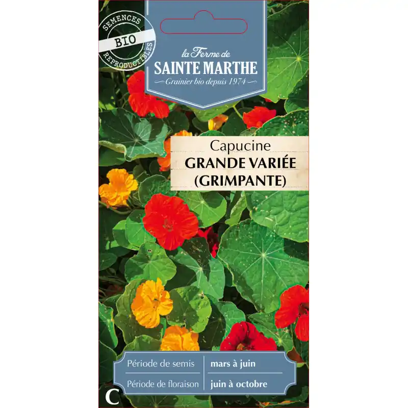 Prix Cassé Capucine grande variée bio – fleurs comestibles de la ferme sainte marthe – graines à semer