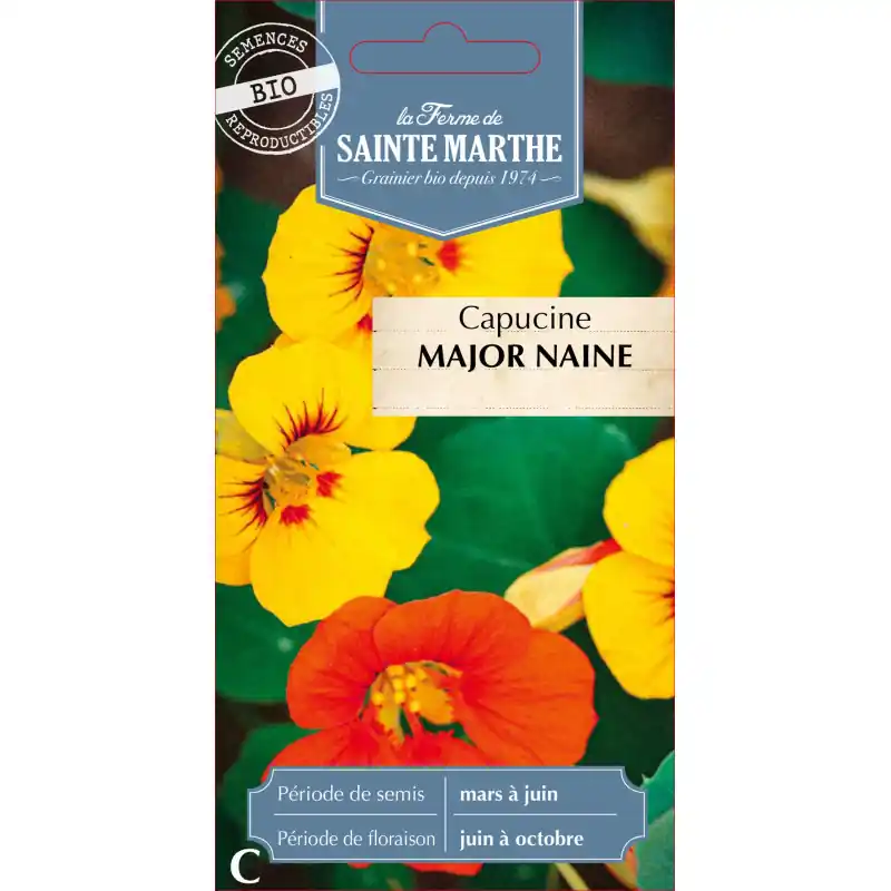 Expédié Aujourd'hui Capucine major naine bio de la ferme sainte marthe pour jardin fleuri - graines à semer