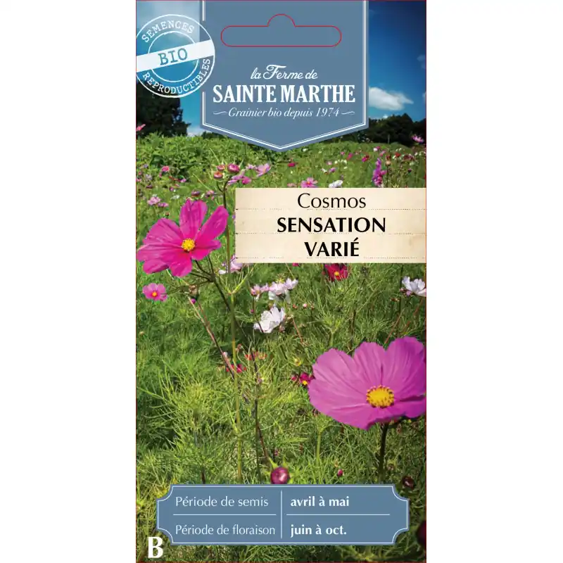 Prix Cassé Cosmos sensation varie bio – fleurs comestibles de la ferme sainte marthe – graines à semer