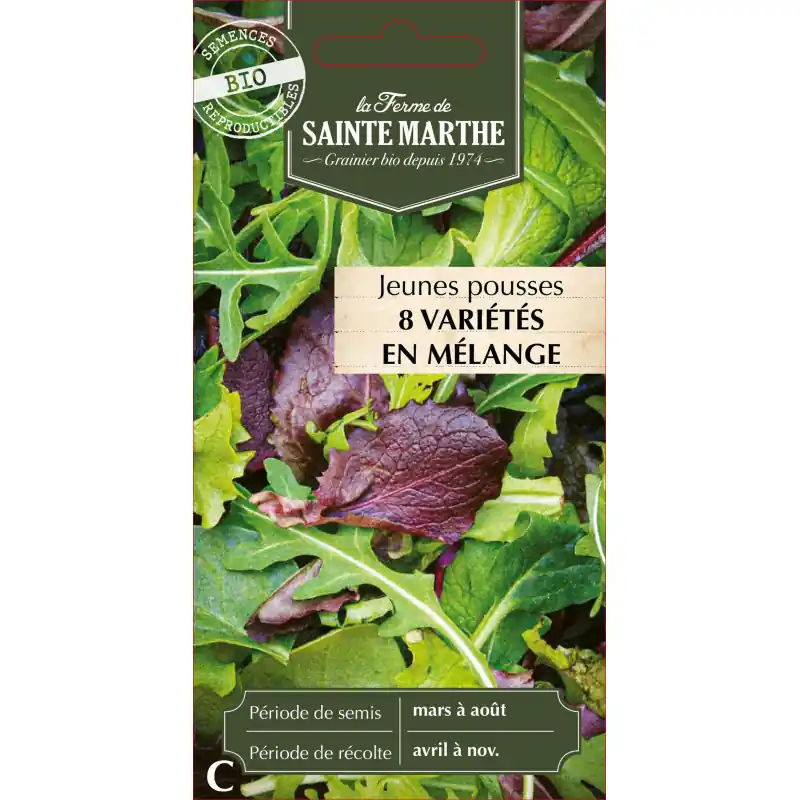 Jeunes pousses bio mélange gourmand – sainte marthe – graines à semer Quantité Limitée