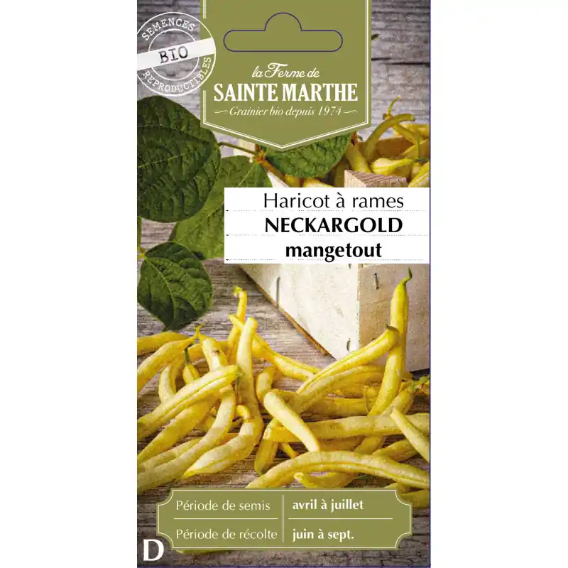 Haricot à rame neckargold bio 80g - sainte marth - graines à semer Offre Limitée