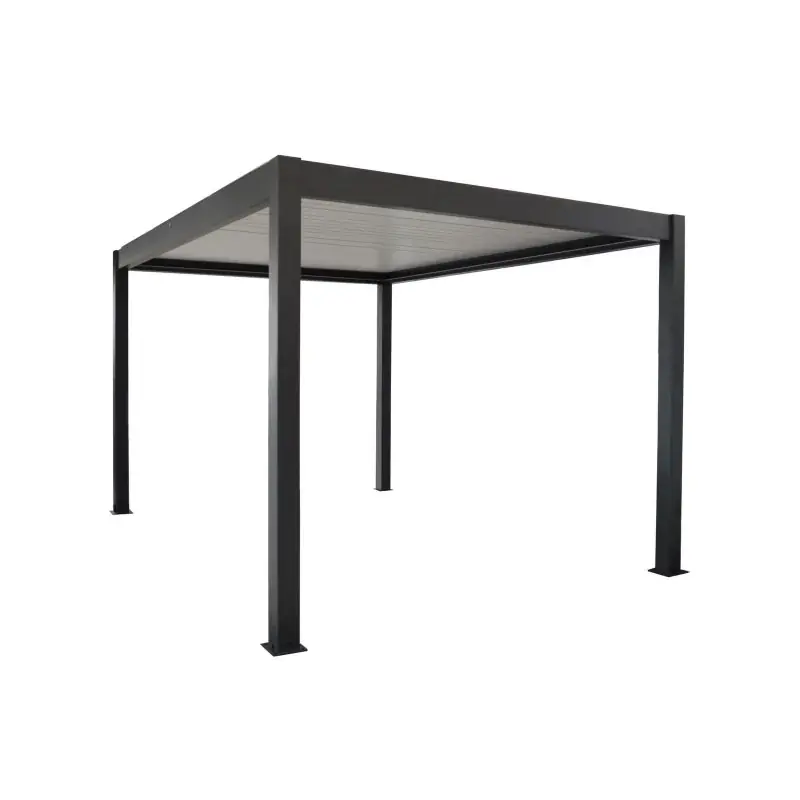Pergola zephir autoportée 3×4 grey lames blanches – meuble de jardin Nouvel Arrivage