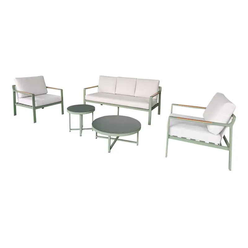 Salon de Jardin CLIN SET 5PCS avec Coussins TERRA/AMANDE – Décoration Extérieure Élégante Offre Spéciale